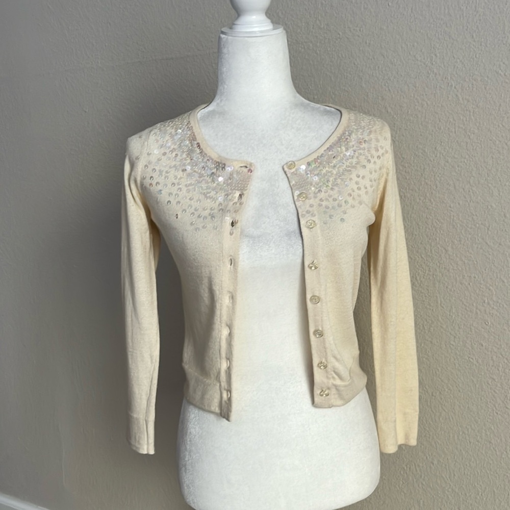 Anthropologie Sequin Angora Cardigan Sweater